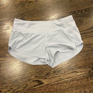 Light blue lululemon size 4 speed up 2.5 inch shorts